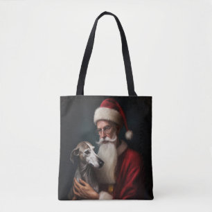 Windhund mit Weihnachtsmann Festives Weihnachten Tasche