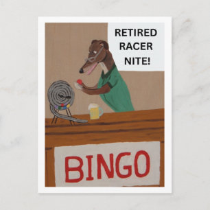 Windhund-Rennen Ruhestand Nacht-Bingo Postkarte