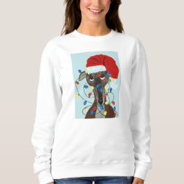 Windhund Santa verheddert in Weihnachtslichtern Sweatshirt
