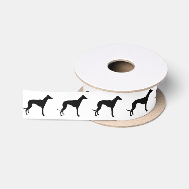 Windhund-Silhouette wählen Ihre eigene Farbe Satinband (Spule)