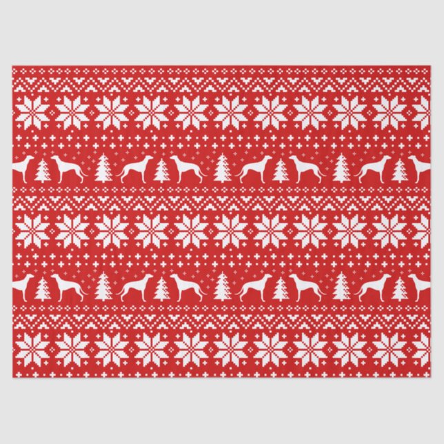 Windhund-Silhouette-Weihnachtsmuster Seidenpapier (Vorderseite)