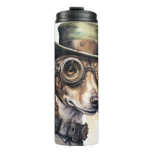 Windhund-Steampunk-Hund Thermosbecher