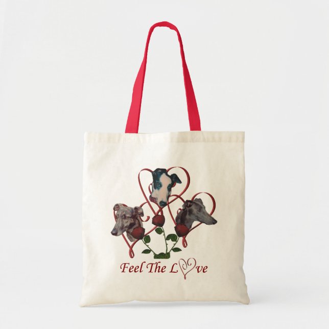 Windhund-Trio-Rosen-Liebe-Herz-HundeTaschen-Tasche Tragetasche (Vorne)