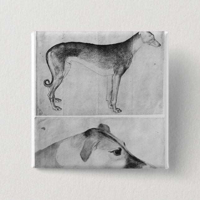 Windhund und Kopf eines Windhunds Button (Vorderseite)