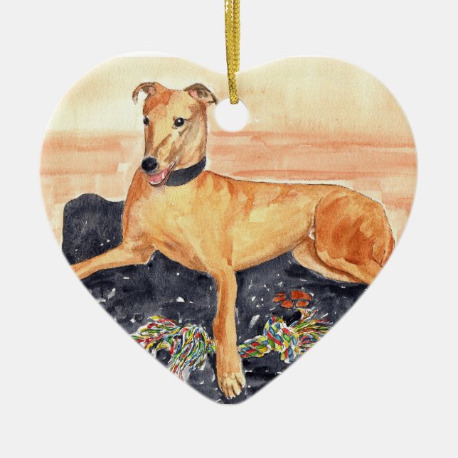 "Windhund-" Verzierung Keramik Ornament (Vorne)