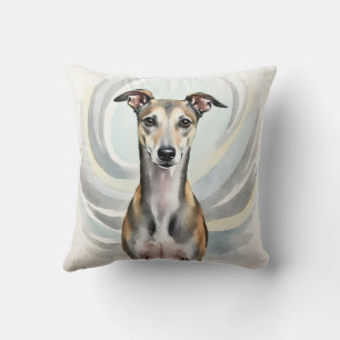 Windhund-Wasserfarben-Flusslinienkunst Kissen