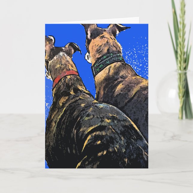Windhund-Weihnachten Feiertagskarte (Vorderseite)