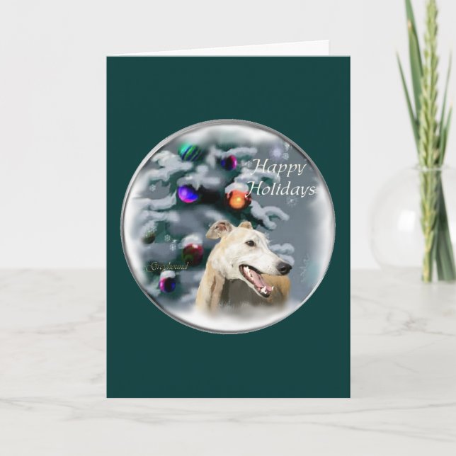 Windhund-Weihnachtsgeschenke Feiertagskarte (Vorderseite)