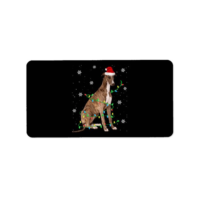 Windhund-Weihnachtslicht niedlicher Santa Windhund Adressaufkleber (Vorne)