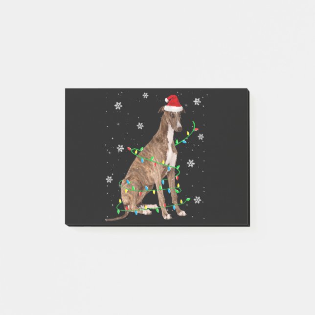 Windhund-Weihnachtslicht niedlicher Santa Windhund Post-it Klebezettel (Vorderseite)