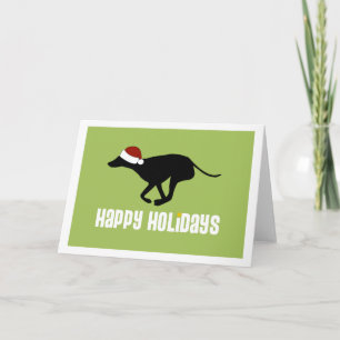 Windhund-Weihnachtsmannmütze Feiertagskarte