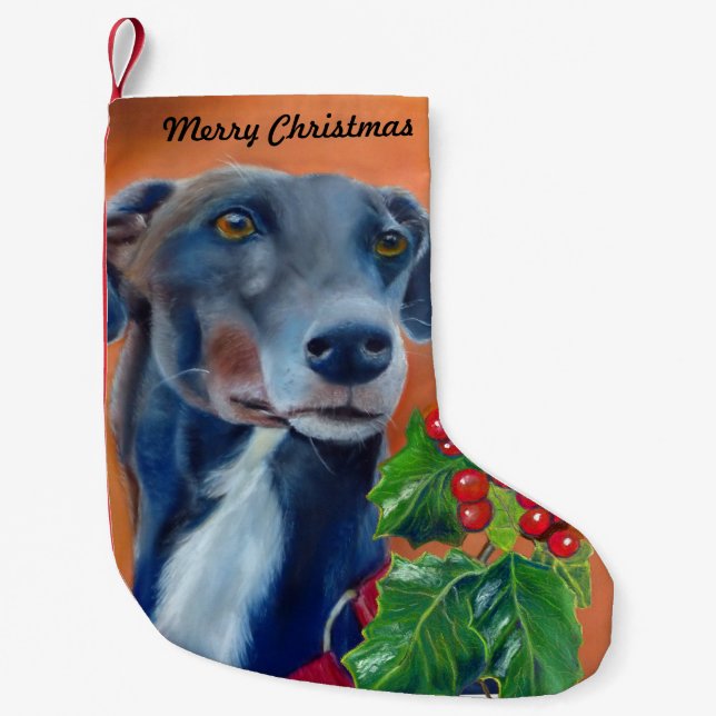 Windhund-WeihnachtsStrumpf (a337) Kleiner Weihnachtsstrumpf (Vorderseite)