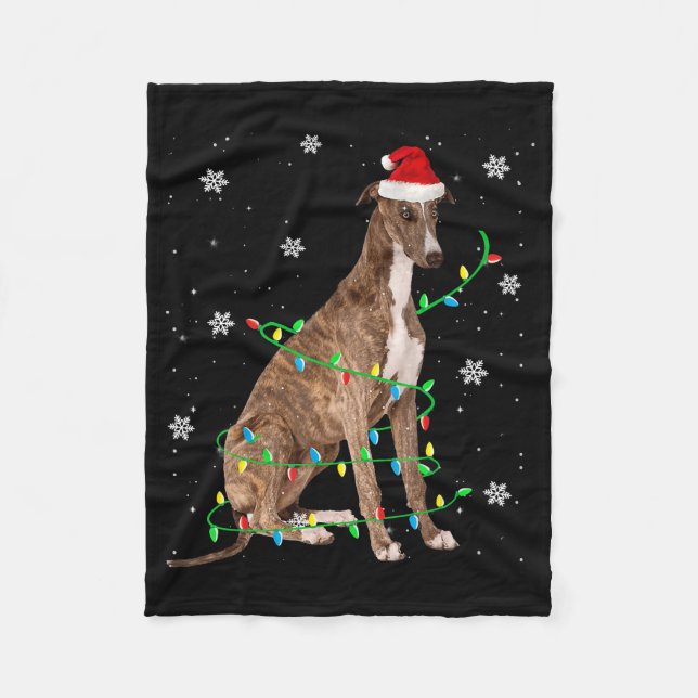 Windhund-Weihnachtsweihe niedlichen Santa Windhund Fleecedecke (Vorderseite)