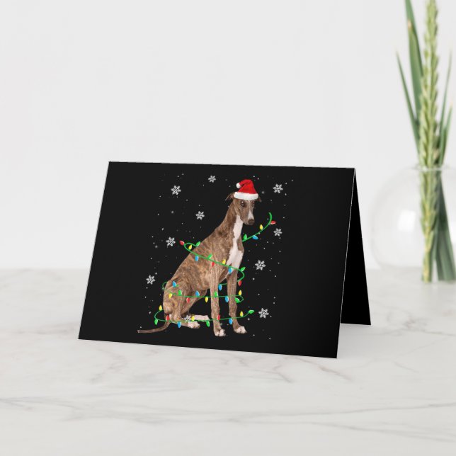 Windhund-Weihnachtsweihe niedlichen Santa Windhund Karte (Vorderseite)