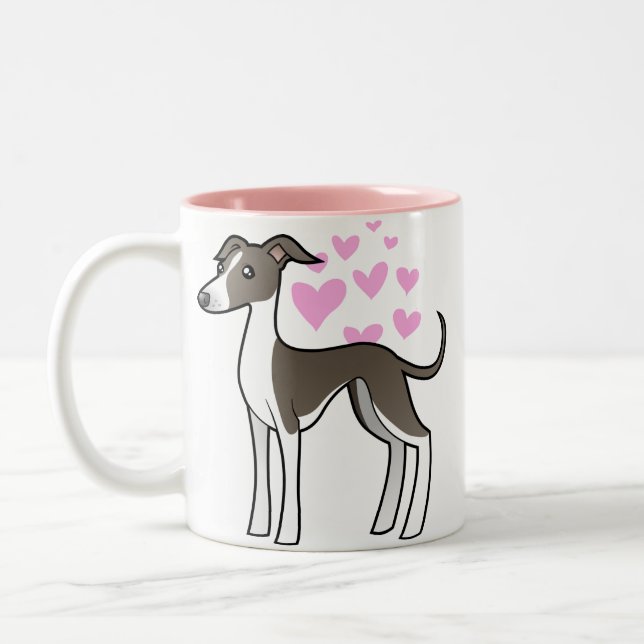 Windhund/Whippet/italienischer Windhund-Liebe Zweifarbige Tasse (Links)
