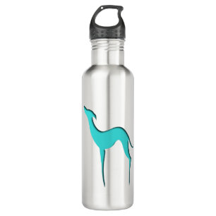 Windhund Whippet Türkis Silhouette Edelstahlflasche