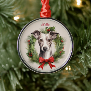 Windhund Whippet Weihnachten Tier Gedenkstätte Hun Ornament Aus Metall