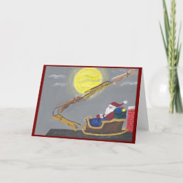 Windhund zieht Santas Schlitten Karte