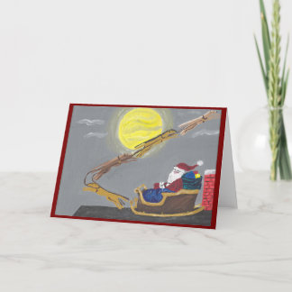 Windhund zieht Santas Schlitten Karte