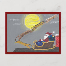 Windhund zieht Santas Schlitten Postkarte