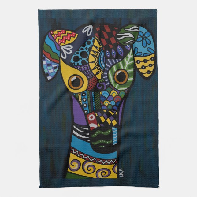 Windhund - zurückgezogen, Windhund-Rettung laufend Handtuch (Vertikal)