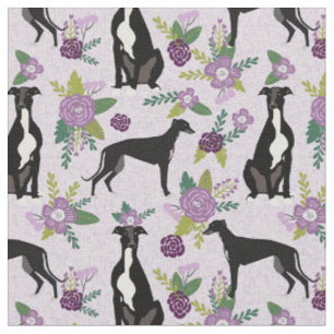 Windhunde Blüten Schwarz-Weiß-Hund lila Stoff