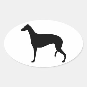 Windhunde-Silhouette Ovaler Aufkleber