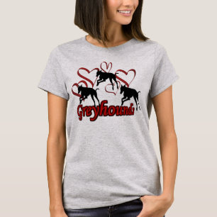 Windhunde und rote Herzen T-Shirt