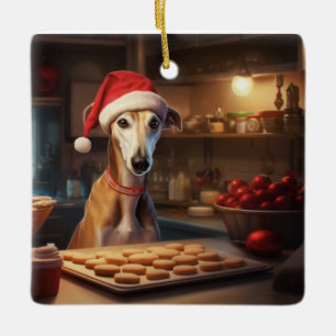 Windhundweihnachtskekse Urlaub Keramikornament