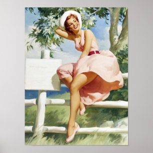Windig auf Zaun Pin Up Poster