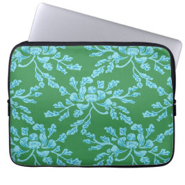 Winding Peony Woodcut in Green and Aqua Laptopschutzhülle