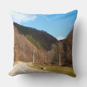 Winding Road Durch Wald – Wilde Natur Rumänien Kissen