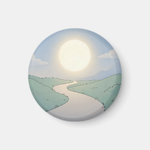 Winding Road Sonnenuntergang Minimalistische Lands Magnet