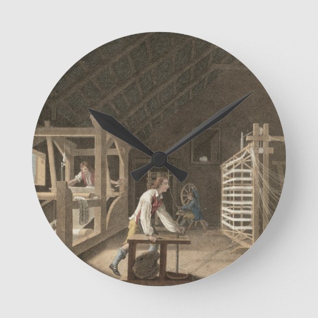 Winding, Warping with a New Improved Warping Mill Runde Wanduhr (Vorderseite)