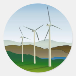 Windkraftanlage am See Runder Aufkleber
