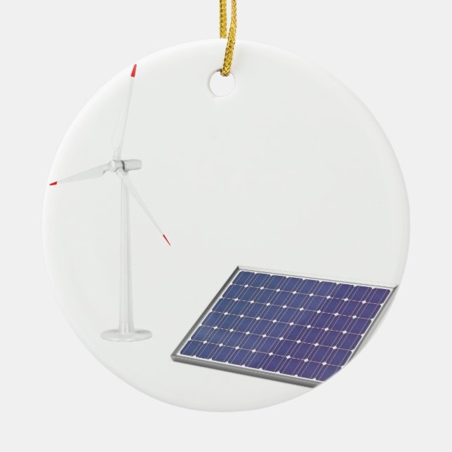 Windkraftanlage und Sonnenkollektor Keramikornament (Vorne)