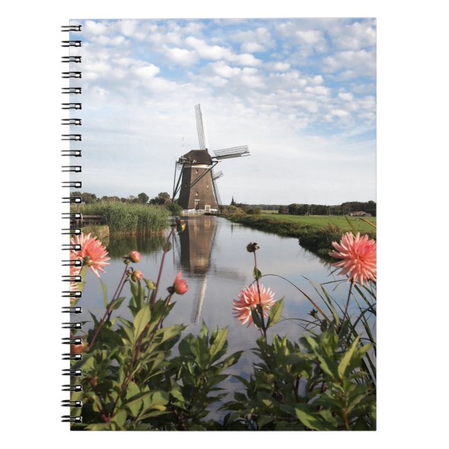 Windmill and flowers in Holland notebook Notizblock (Vorderseite)