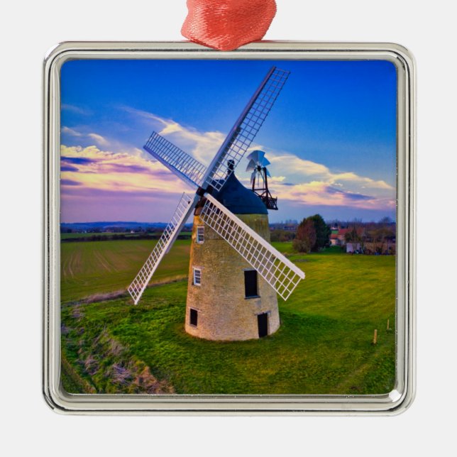 Windmill Blue Sky Ornament Aus Metall (Vorne)