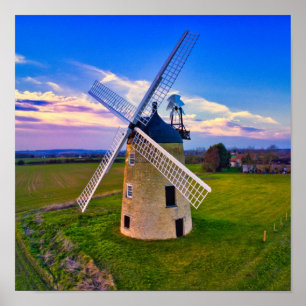 Windmill Blue Sky Poster