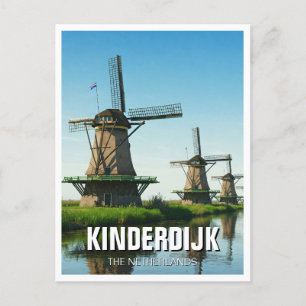 Windmill in Kinderdijk Niederlande Postkarte