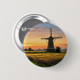 Windmill In The Countryside Button