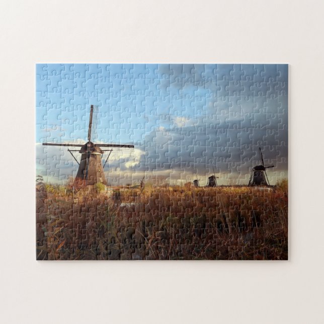 Windmill Kinderdijk Niederlande Holland Landschaft (Horizontal)