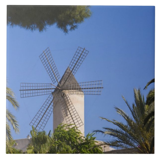 Windmill, Palma, Mallorca, Spanien Fliese (Vorderseite)