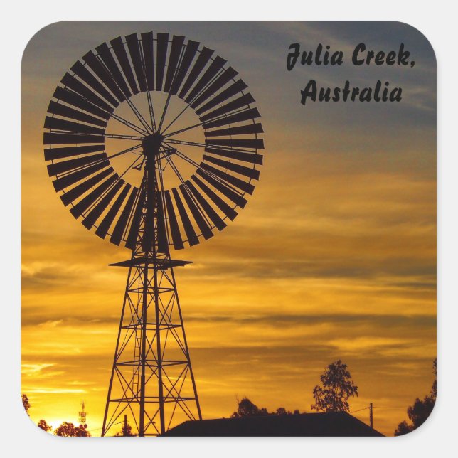 Windmill Sonnenset-Aufkleber Quadratischer Aufkleber (Vorderseite)