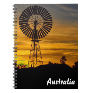 Windmill Sunset Notebook Notizblock