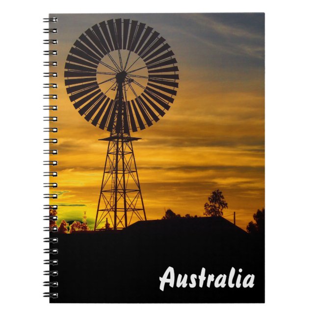 Windmill Sunset Notebook Notizblock (Vorderseite)