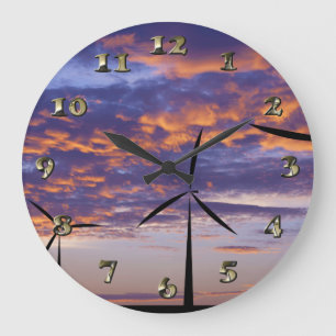 Windmill Turbine at Sunset Große Wanduhr