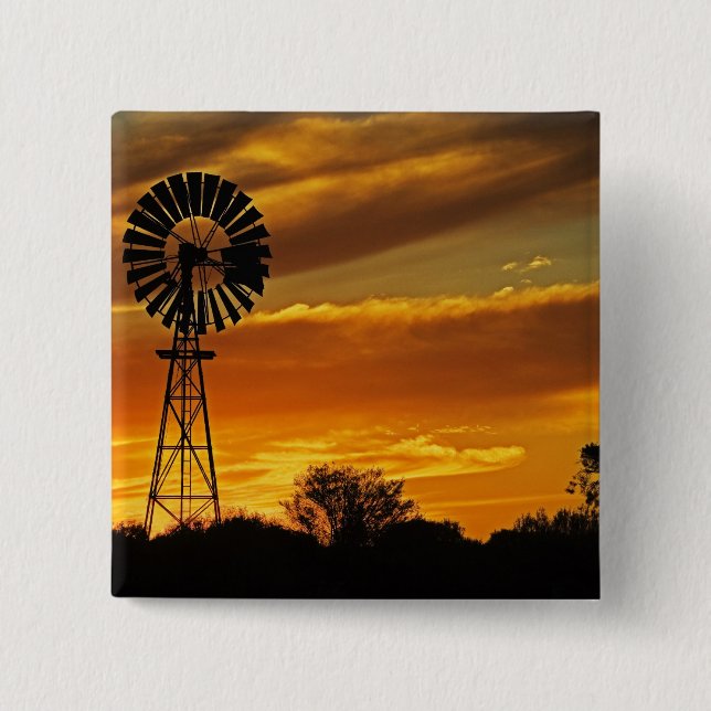 Windmill und Sunset, William Creek, Oodnadatta Button (Vorderseite)