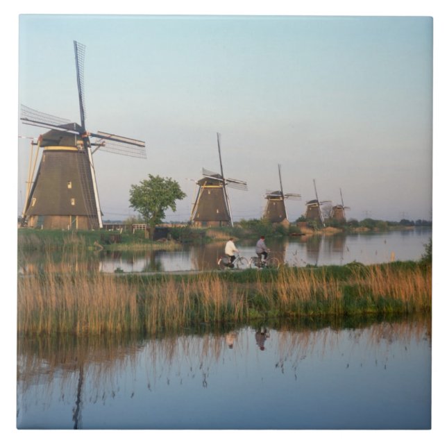 Windmills, Kinderdijk, Niederlande Fliese (Vorderseite)