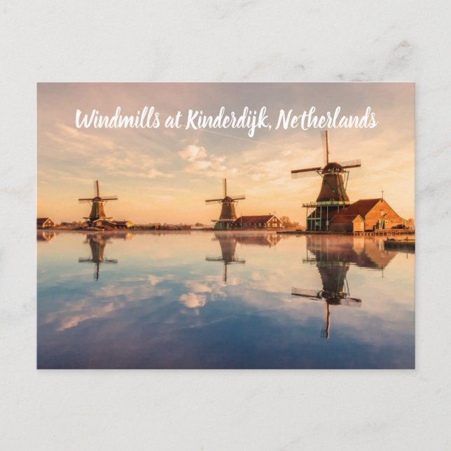 Windmills Kinderdijk Niederlande stilisiert Postkarte (Vorderseite)